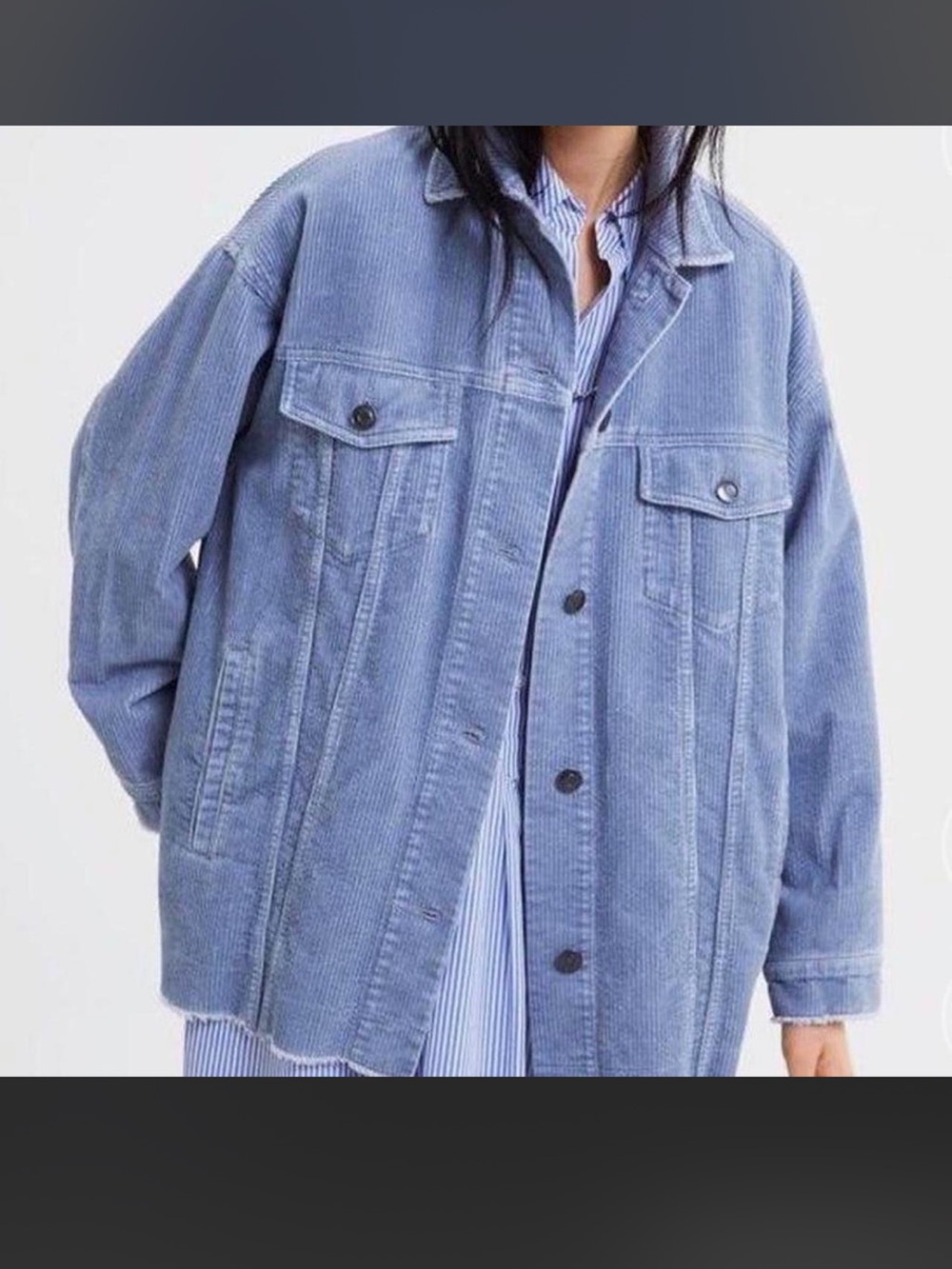 Zara Oversized Blue Corduroy Jacket